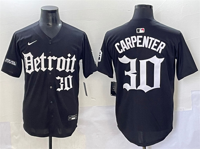 Men's Detroit Tigers #30 Kerry Carpenter Black 'Motor Gothic Edition' Vapor Premier Limited Stitched Baseball Jersey